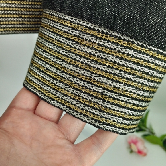 VINTAGE Bleu Bayou Denim Jacket XL Bead, Crystal & Sequin Embellished Peace Sign - Picture 5 of 17